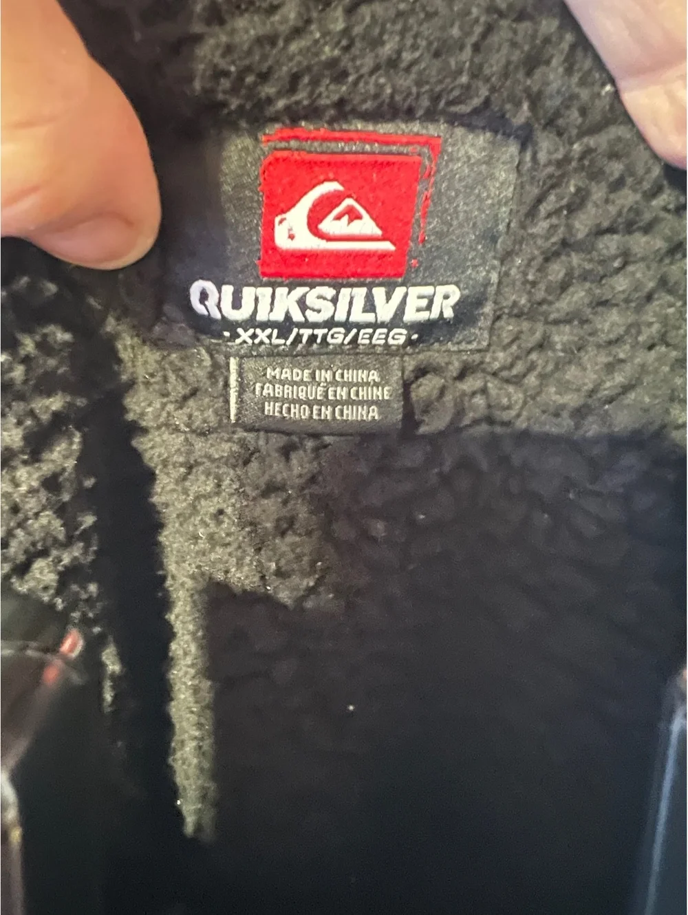 Quiksilver Men’s XXL Blue Heather Sherpa-Lined Full-Zip Hoodie Jacket